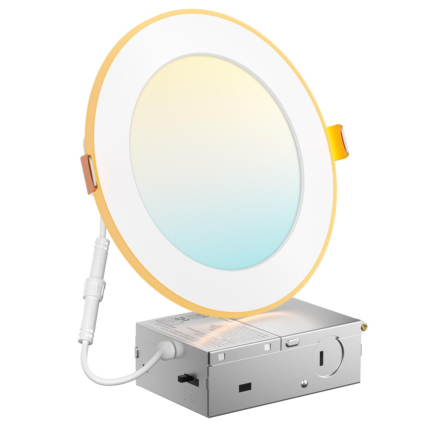 Amico 1 Pack 6 Inch 5CCT Ultra-Thin LED Recessed Ceiling Light with Night Light, 2700K/3000K/3500K/4000K/5000K Selectable, 12W Eqv 110W, Dimmable Canless Wafer Downlight, for 6/12 Pack
