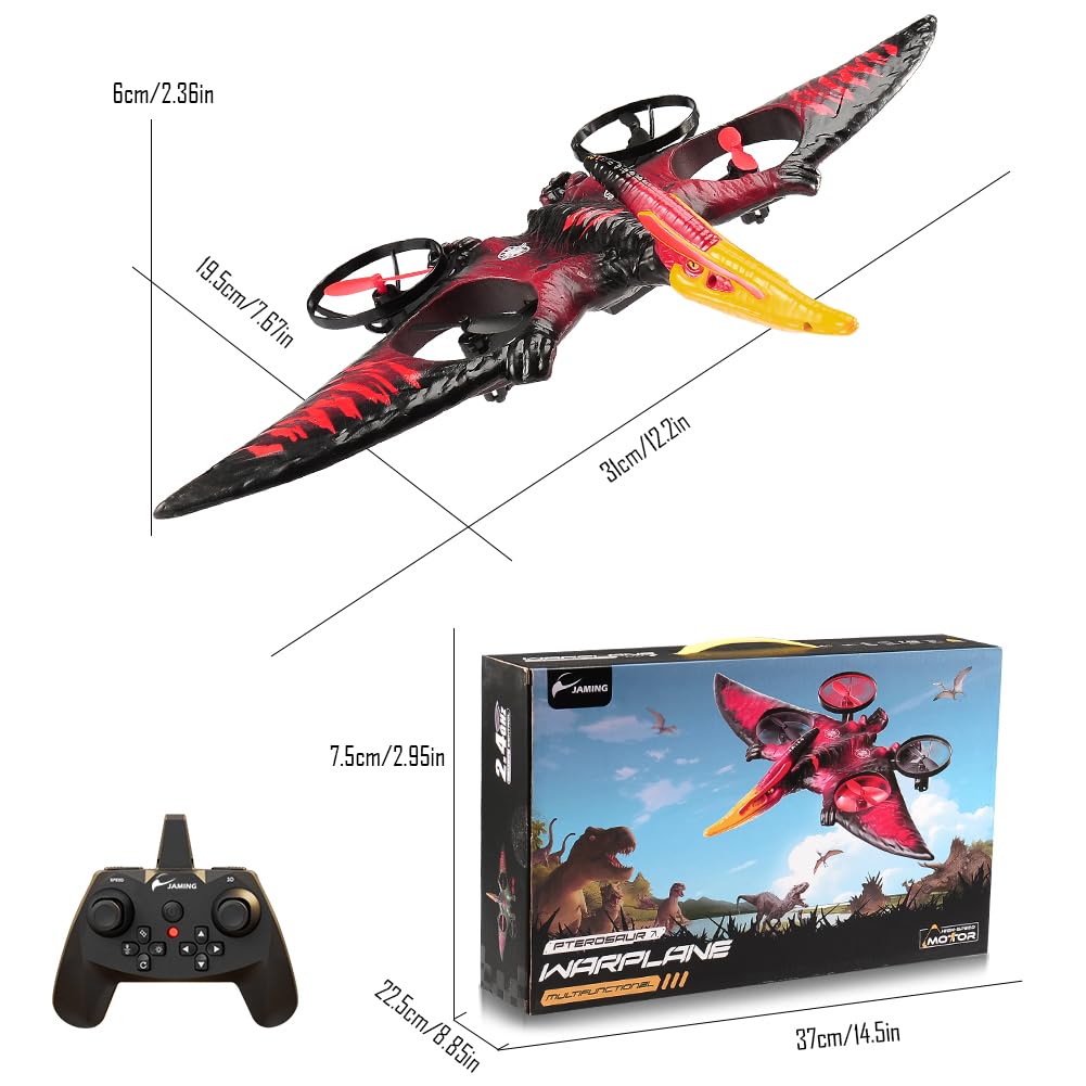 Pterodactyl Drone Dragon Toys Drones for Kids and Adults Easy to Flying Dinosaur Toys Remote Controlled Aircraft for Beginners Hobby RC Plane Toys Birthday Gifts for Boys 8-12