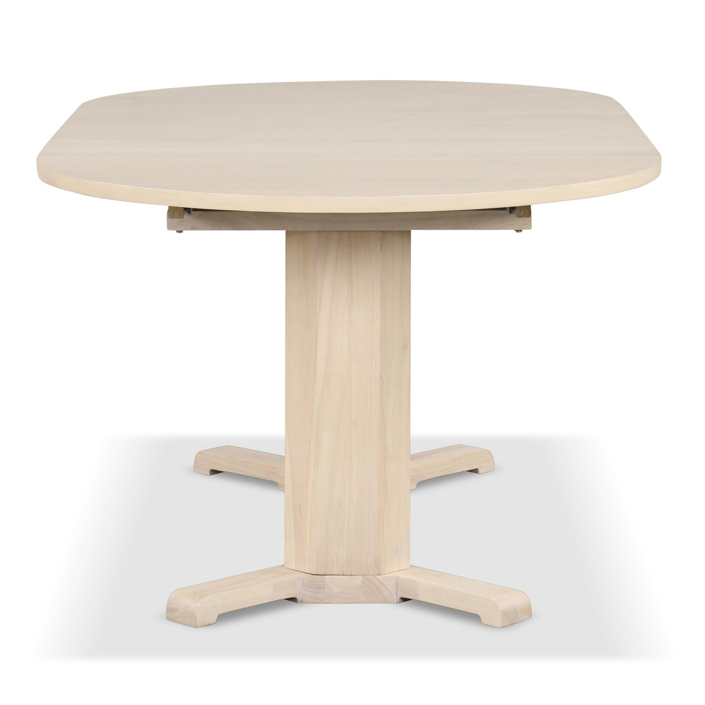 Furniture of America Alakez Mid-Century Modern Solid Wood 60 to 78-inch Oval Extendable Dining Table with One 18-inch Leaf, Double Pedestal Base for Home Kitchen, Dinettes, White Oak