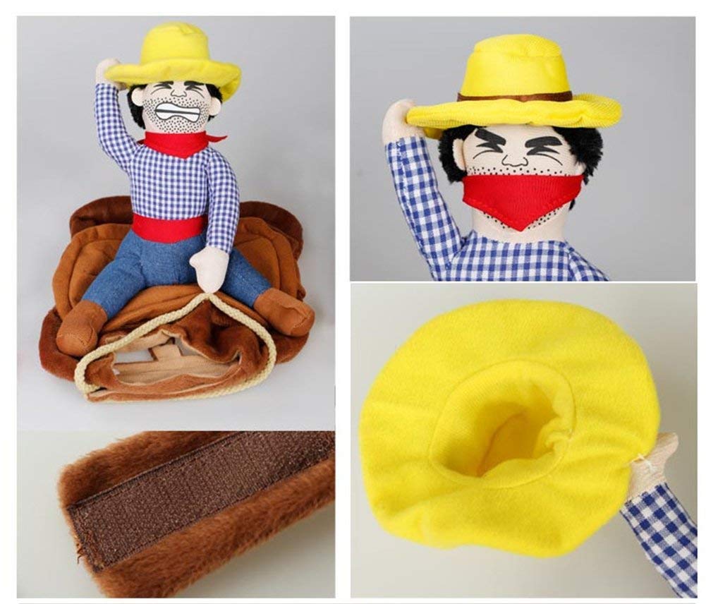ISMARTEN Cowboy Rider Dog Costume for Dogs Outfit Knight Style with Hat Pet Costume for Halloween Day (Small)