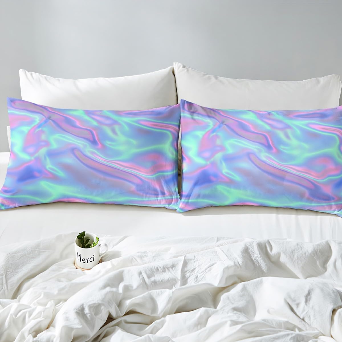 Tie Dye Bed Sheets Queen, Colorful Print Sheet Set, Psychedelic Luxury Soft Lightweight Bedding Set, Green Purple Home Decor Fitted Sheet with Deep Pocket, 1 Flat Sheet, 1 Fitted Sheet, 2 Pillowcases