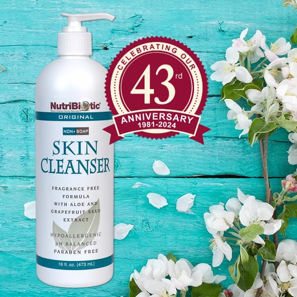 NutriBiotic Original Non-Soap Skin Cleanser, 16 Oz Twin Pack | Fragrance Free with GSE | pH Balanced, Hypoallergenic & Biodegrad
