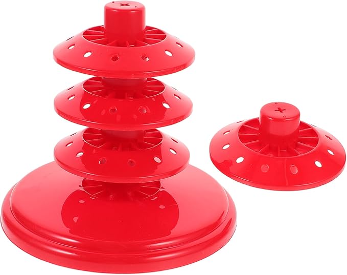 Lurrose Multi-Layer Red Candy Lollipop Display Rack Stand, 4-Tier Porous Candy Holder for Party Decoration and Store Use