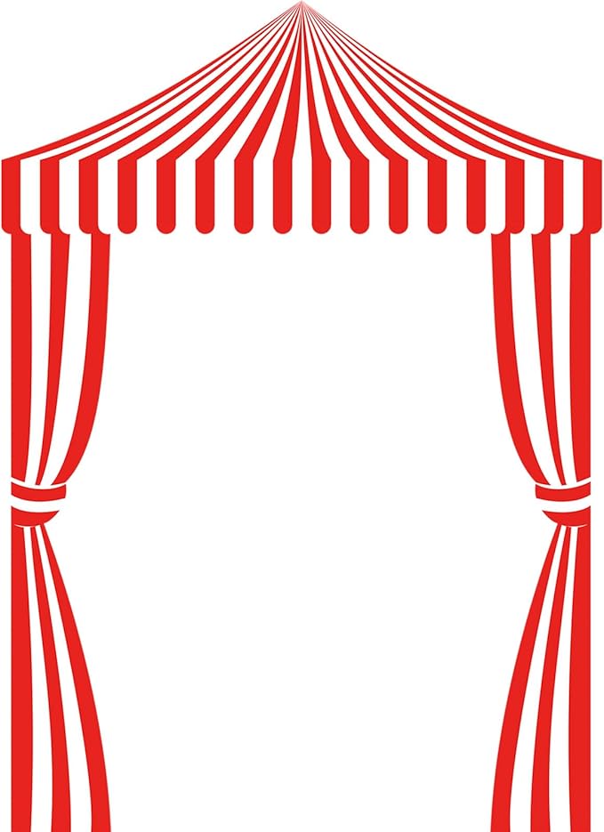 Ziliny 3 Pcs Carnival Party Decorations Circus Tent Awning Halloween Red White Banner Concession Stand(Striped Style)