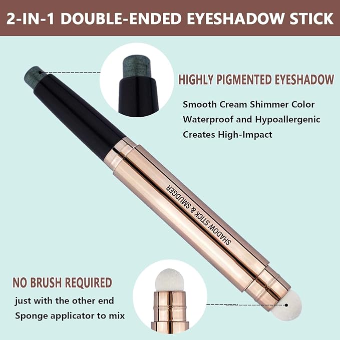 Green Eyeshadow Stick, Hypoallergenic, Waterproof, Smooth Cream, 11#