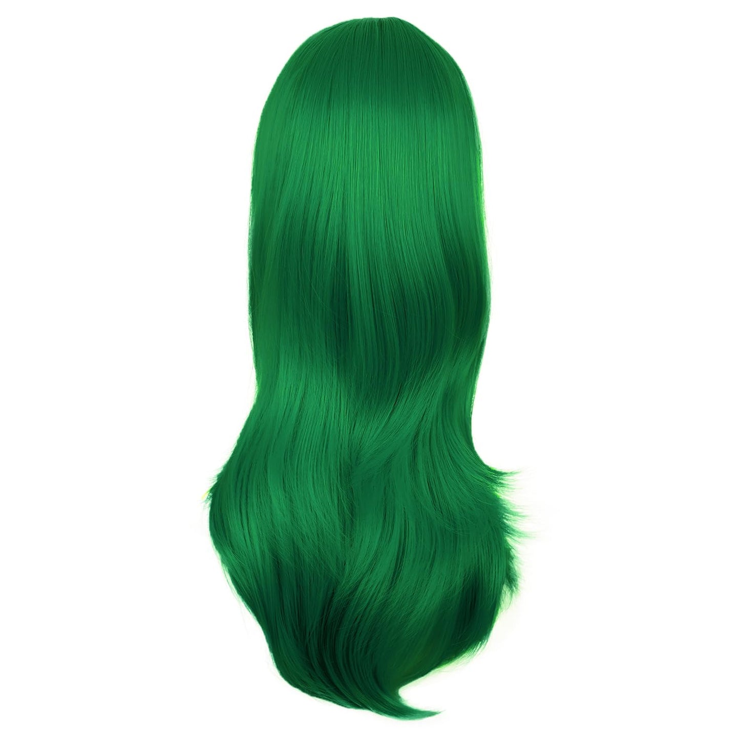 MapofBeauty 24 Inch/60 cm Side Bangs Stylish Long Great Wavy Curly Cosplay Party Wig (Grass Green)