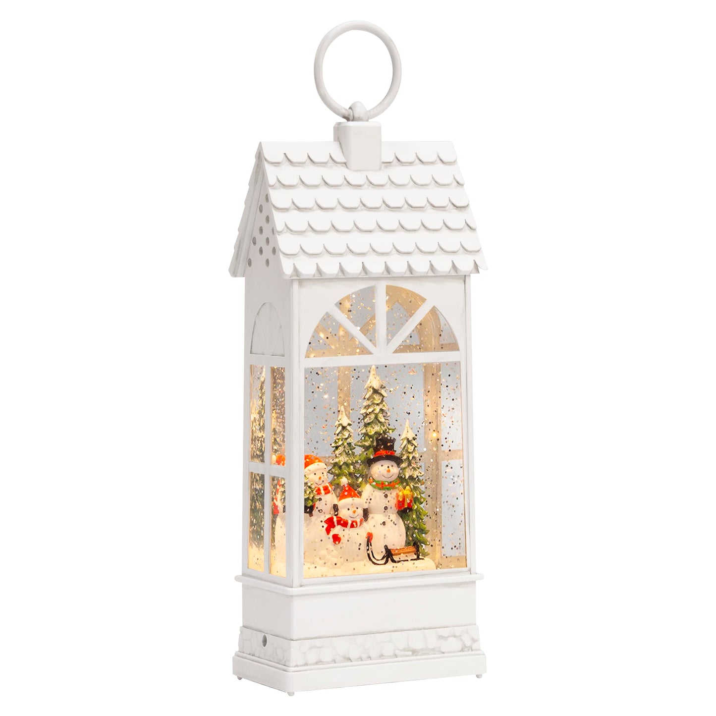 Easter White Womens or Mens Bday Present: Xmas Electronic Snow Globe Lantern Musical: 12.3" Christmas Home Church Decorations Indoor: Battery or USB Powered Light(ed) Up, for Snowman Kids Family