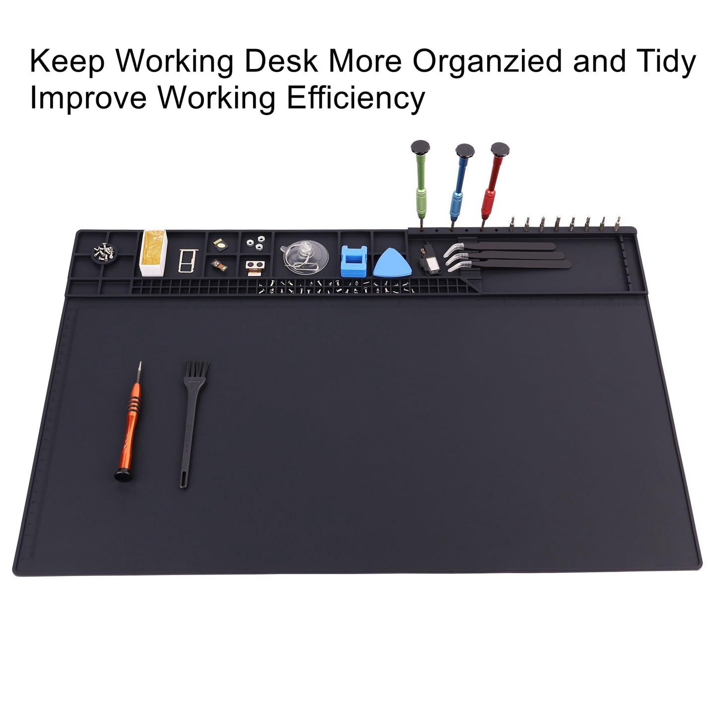 Premium Heat Resistant 932°F 22"x 14.2" Magnetic Silicone Soldering Mat Electronics Work Mat for Computer Cell Phone Laptop Repair,BGA Soldering Gun Iron Workbench Protection