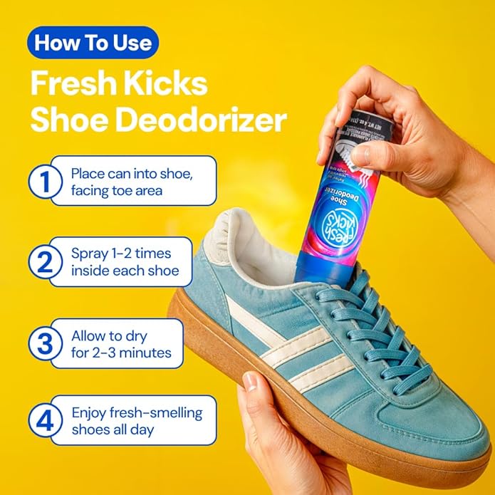 Shoe Deodorizer – Eliminate Smelly Shoes Fast – Strong Sneaker Odor Fighter – Long-Lasting Shoe Freshener Inserts for Gym Bags, Lockers, Closets & Sports Gear