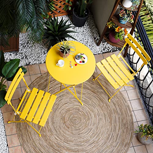Grand patio 3-Piece Folding Bistro Set, 2 Chairs and 1 Table, Weather-Resistant Outdoor/Indoor Conversation Set for Patio,...