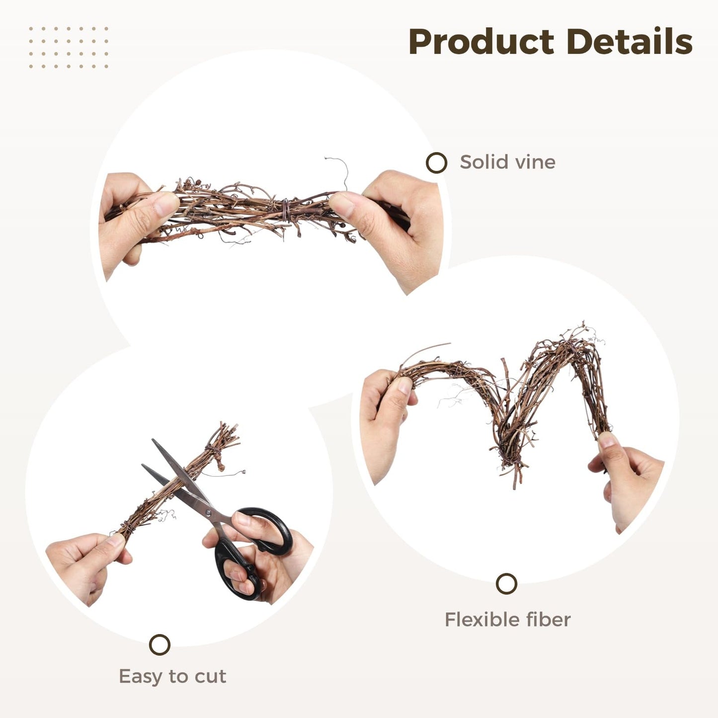 4 Pcs Grapevine Wreath 12 inch - DIY Crafts Natural Grapevine Twig Vines, Vines Garland Wreaths for Wedding House Holiday Door Vase Wall Decor