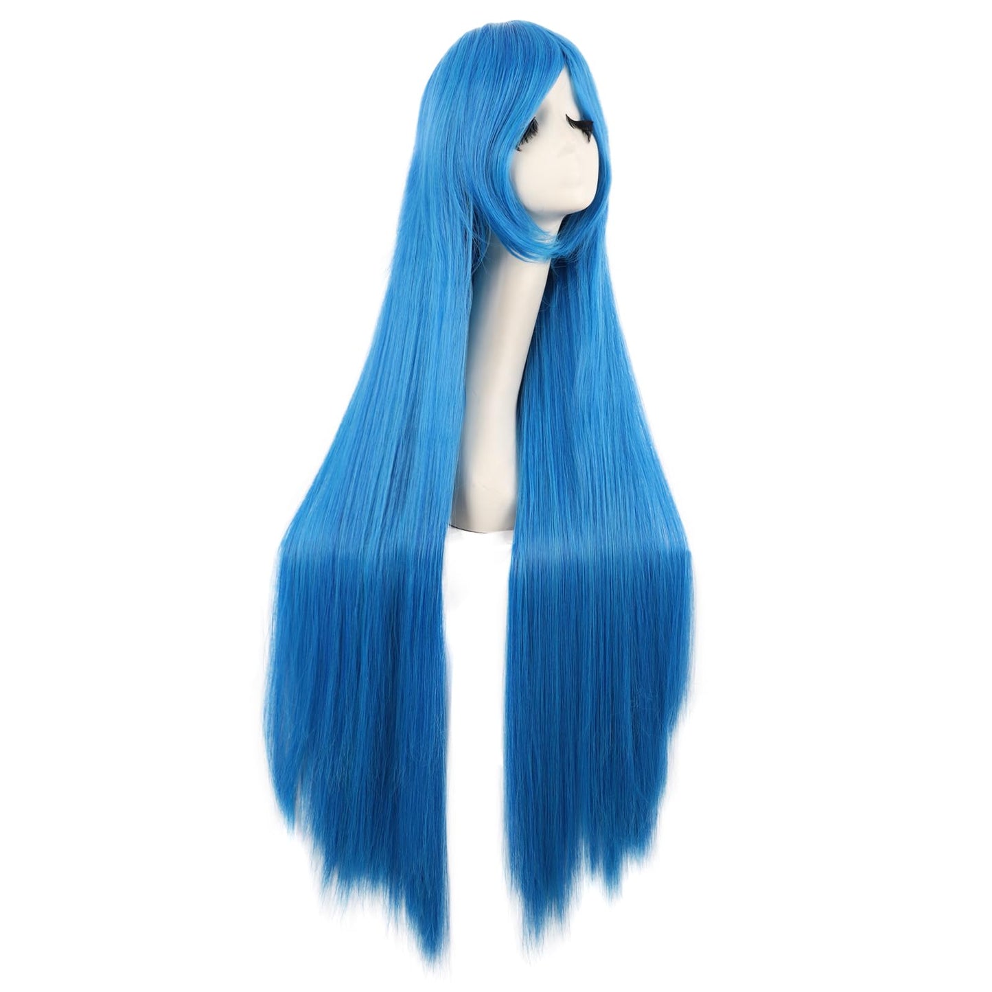 MapofBeauty 40 Inch/100 cm Anime Costume Long Straight Cosplay Party Synthetic Wig (Mixed Vivid Blue)