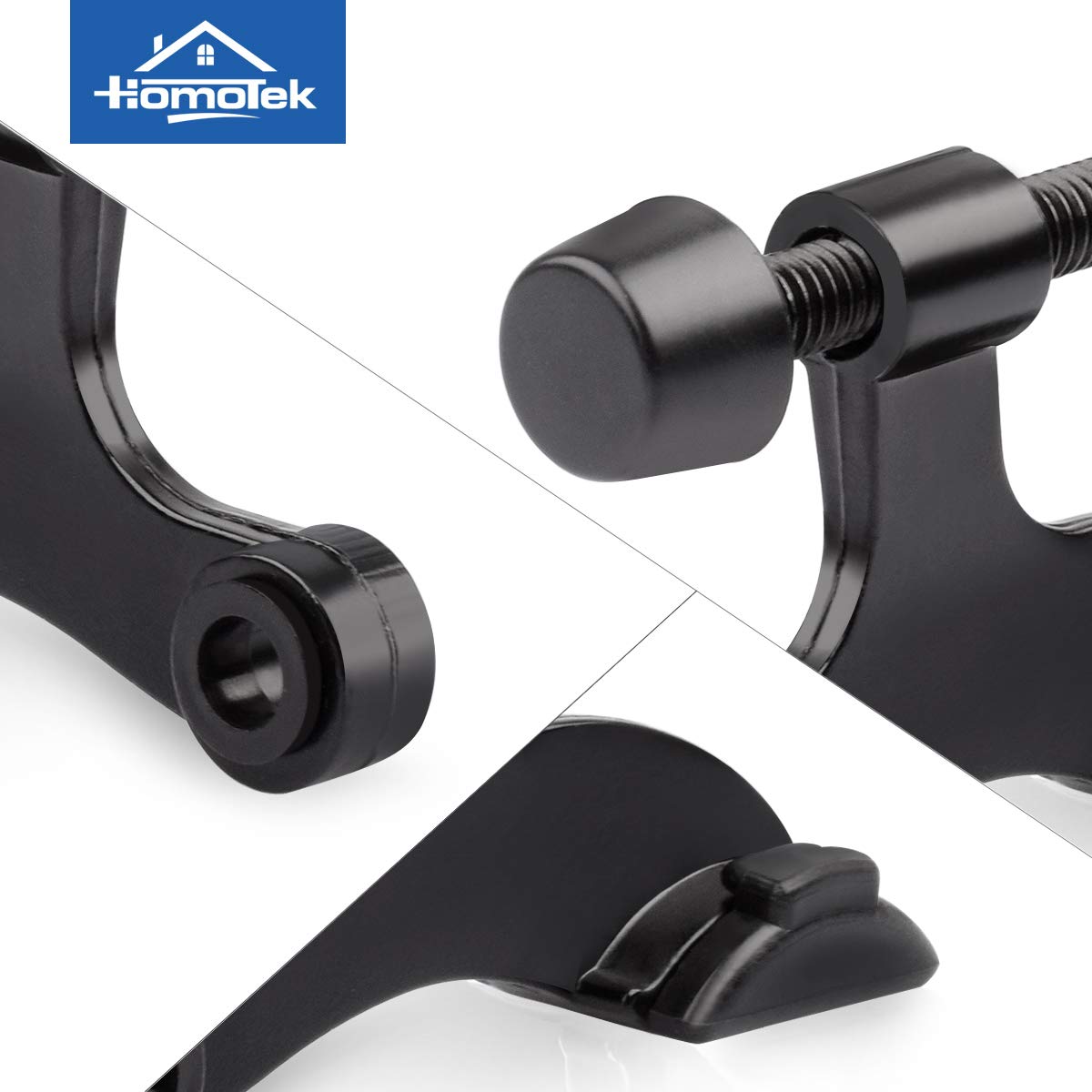 HOMOTEK 8 Pack Hinge Pin Black Door Stopper,Adjustable Deluxe Heavy Duty Door Stopper 2-1/2"x1-3/4”,with Black Rubber Bumper Tips