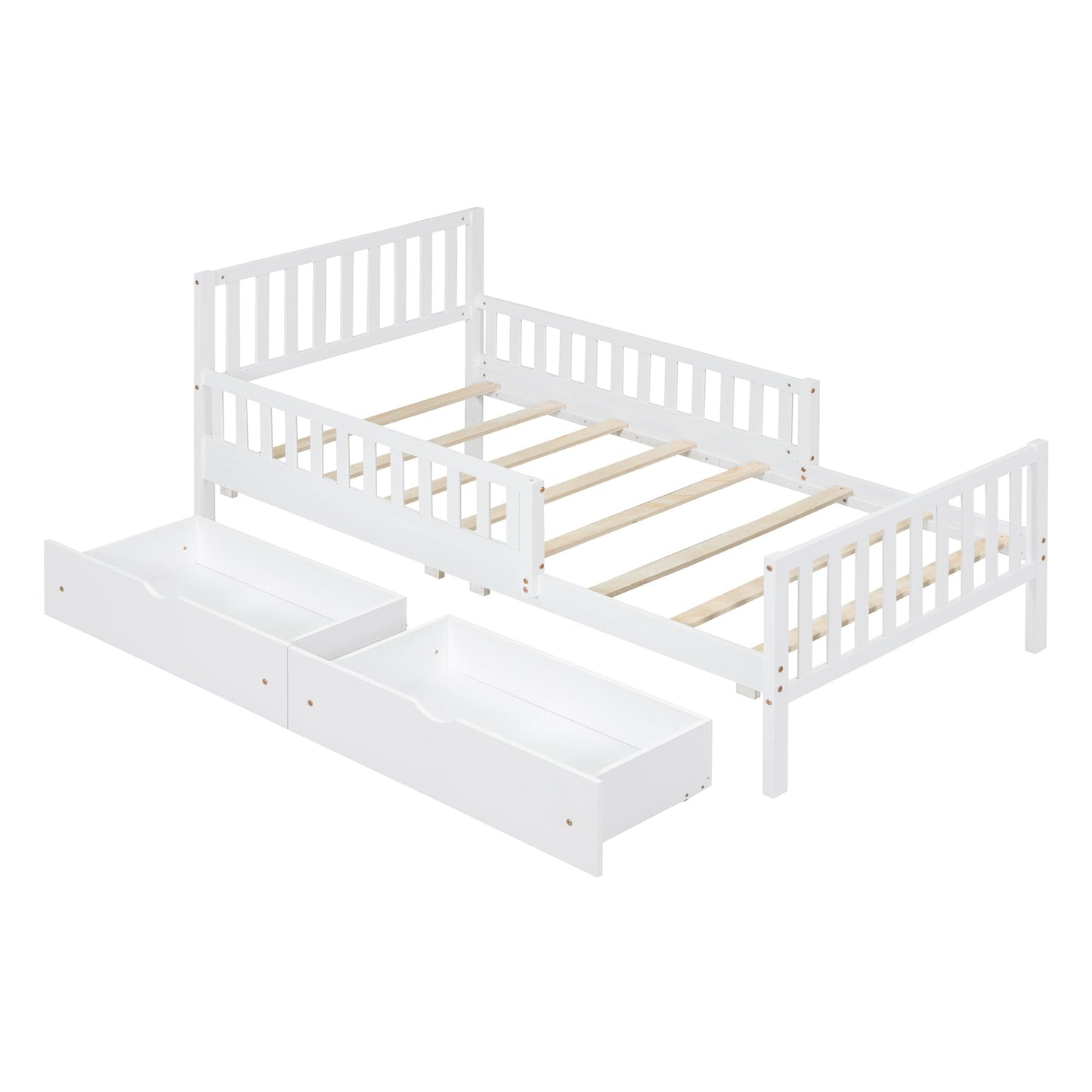Bellemave Twin Bed Frames with Storage Drawers for Kids, Twin Bed with Rails, Twin beds Frame for Boys/Girls/Adults, White