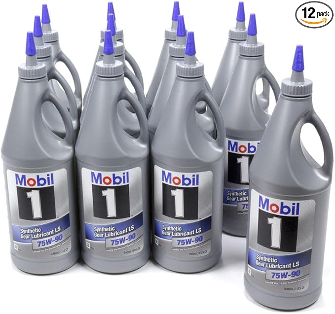 Mobil 1 104361 75W-90 Synthetic Gear Lube - 1 Quart (Pack of 12)