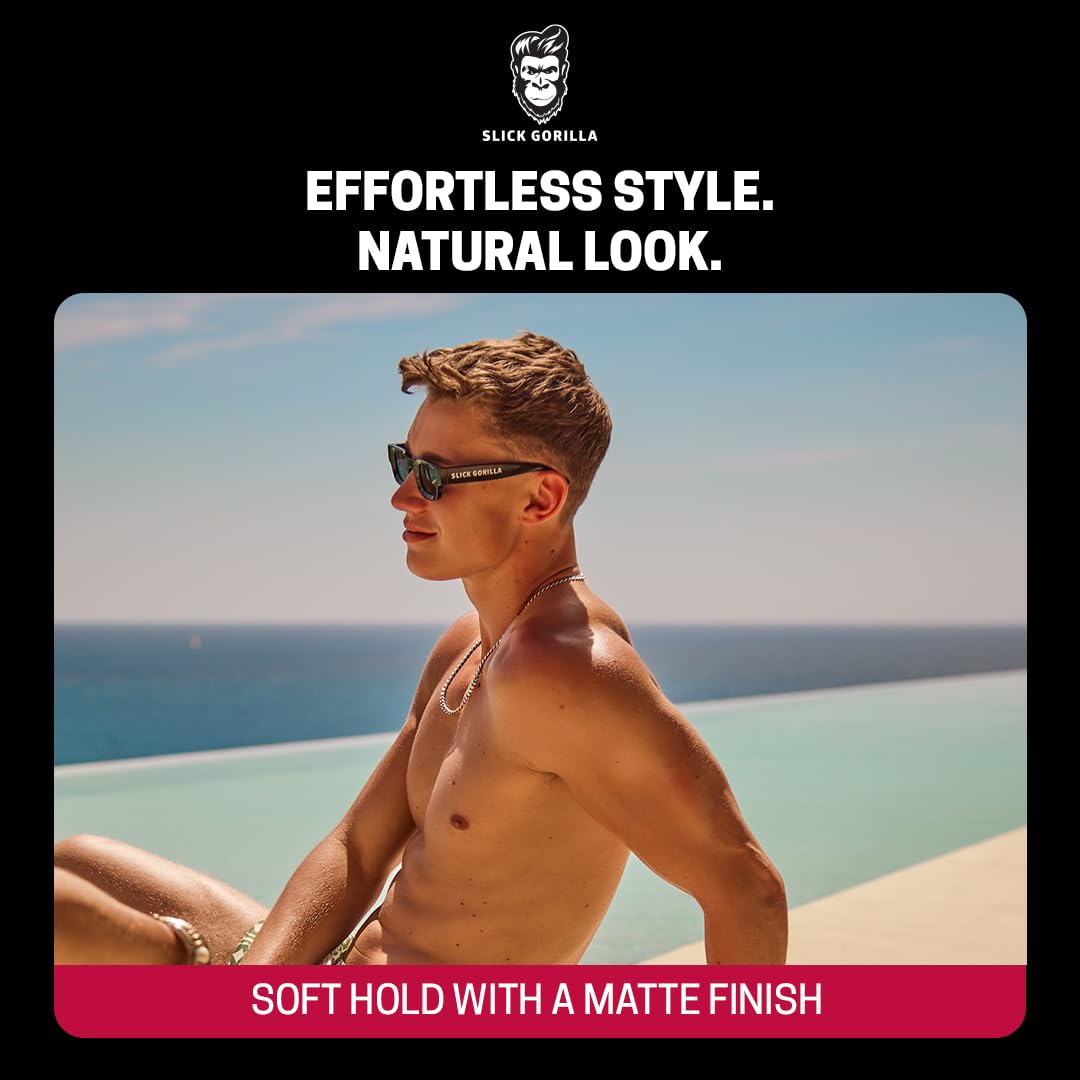 Slick Gorilla Lighwork Matte Hair Clay for Men 2.5 oz | Matte Finish | Flexible Hold | Lightweight Styling | Water-Based | Natur