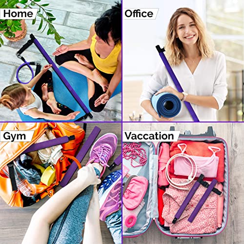 Portable Pilates Bar Kit with Resistance Bands (20, 30, 40, 50 LB) - 8 Week Video Program - Premium Quality Home Equipment...