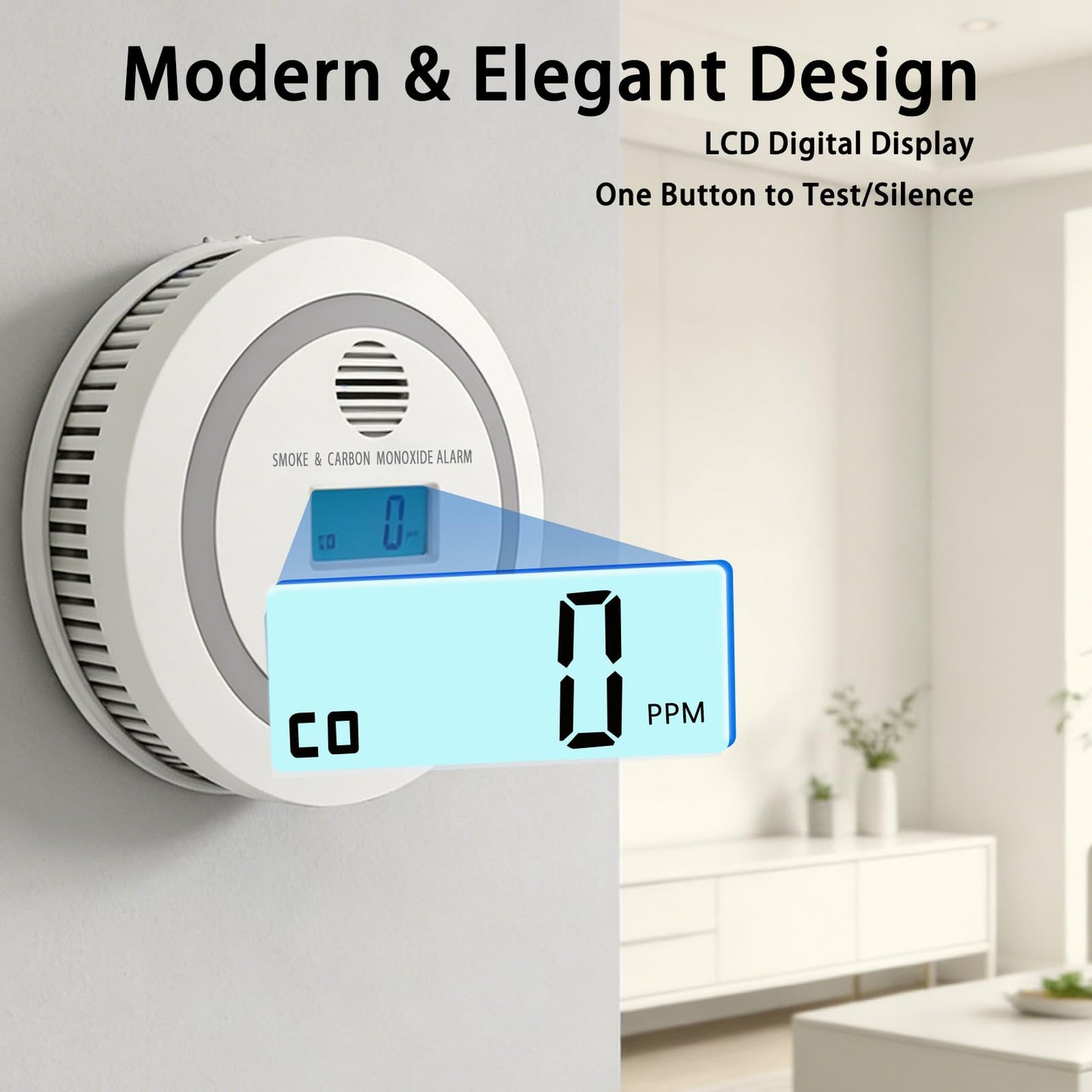 Virtue Sensor Smoke & Carbon Monoxide Detector, 2-in-1 CO Detector Alarm for Home Garage RV with LCD Display Safety Alarm System Audible and Visual Alert