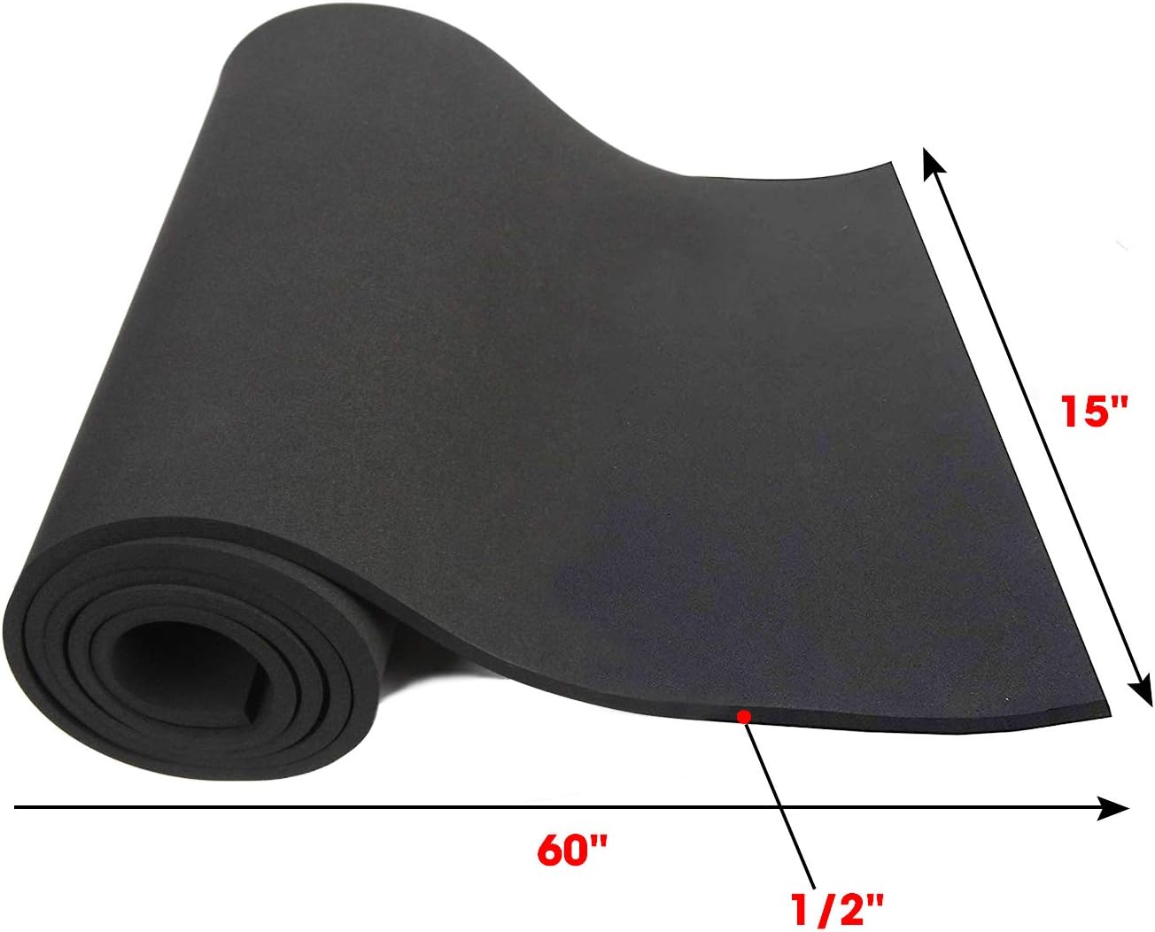 Dualplex Neoprene Sponge Foam Rubber Sheet 15x60 Inches x 1/2" Thick, Perfect Cosplay Roll Padding, DIY Project Sheet - Easy Cut Non-Adhesive Multi-Function Soundproof Rubber Foam