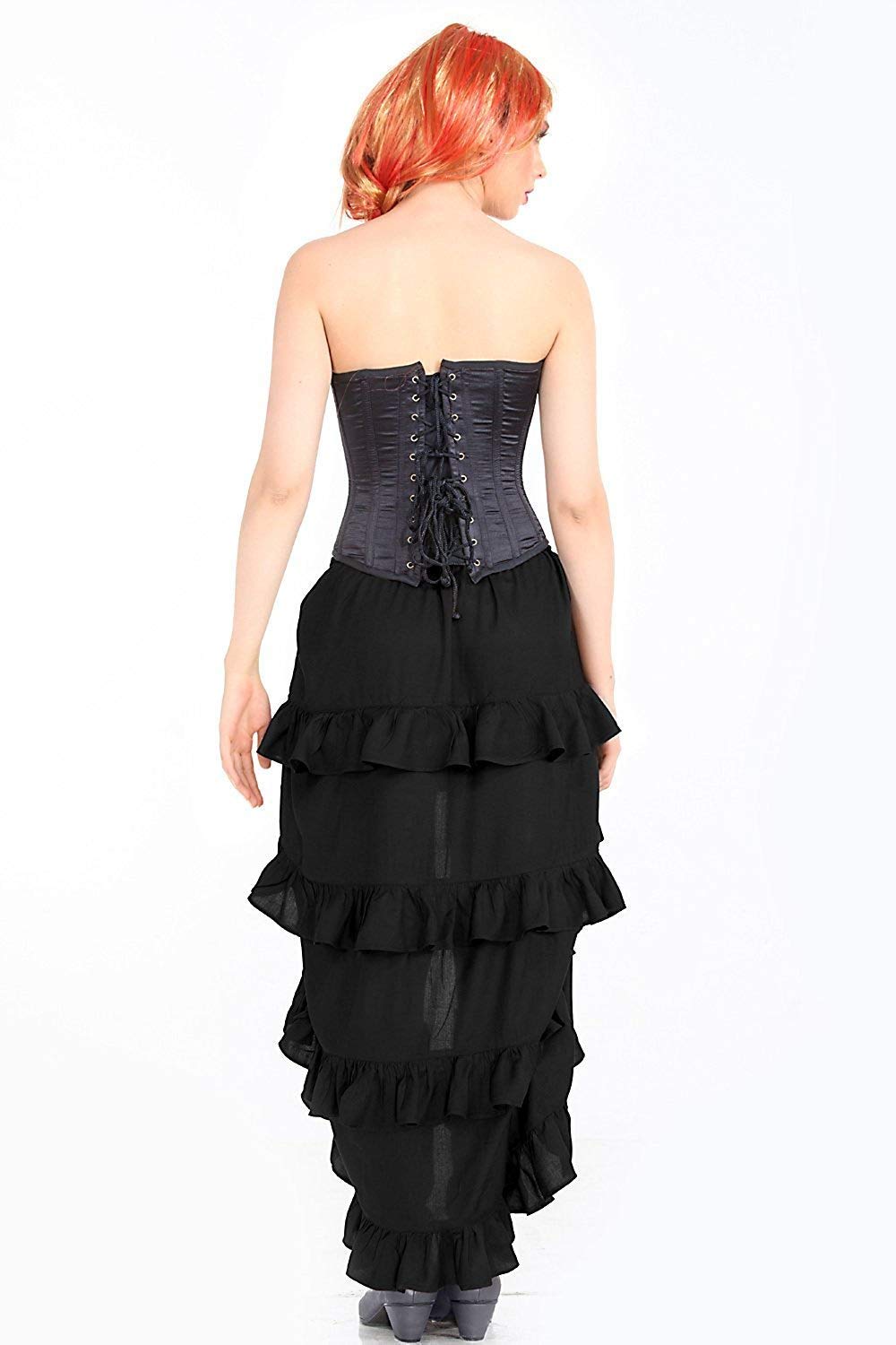 ThePirateDressing Steampunk Victorian Cosplay Costume Womens Gothic High - Low Show Girl Skirt -C1367-Black-S