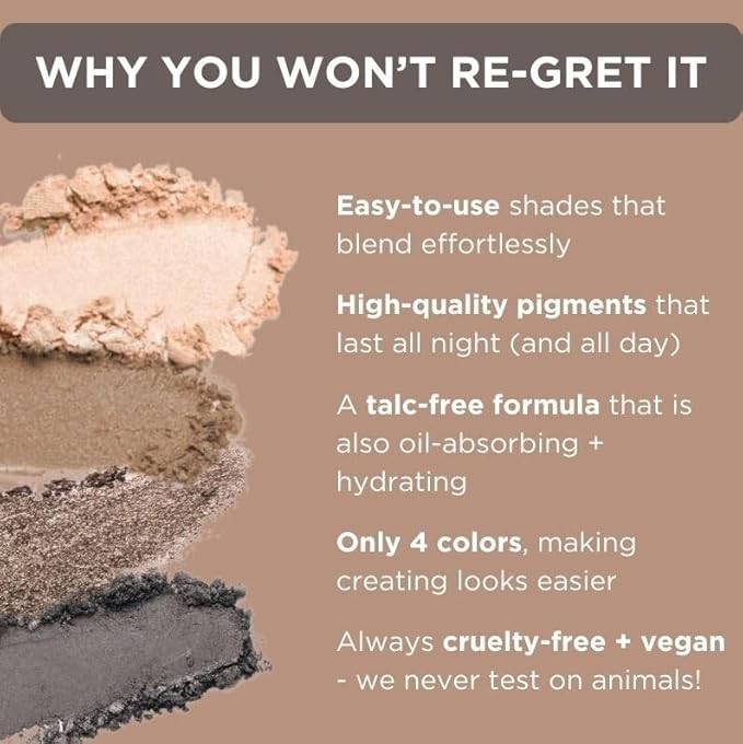 HALEYS Re-play Just Drinks Eyeshadow Quad, Essential Smokey Eye Palette, User-Friendly, Longwear, Pigmented, Buildable, Blendable, Talc-Free, V + CF