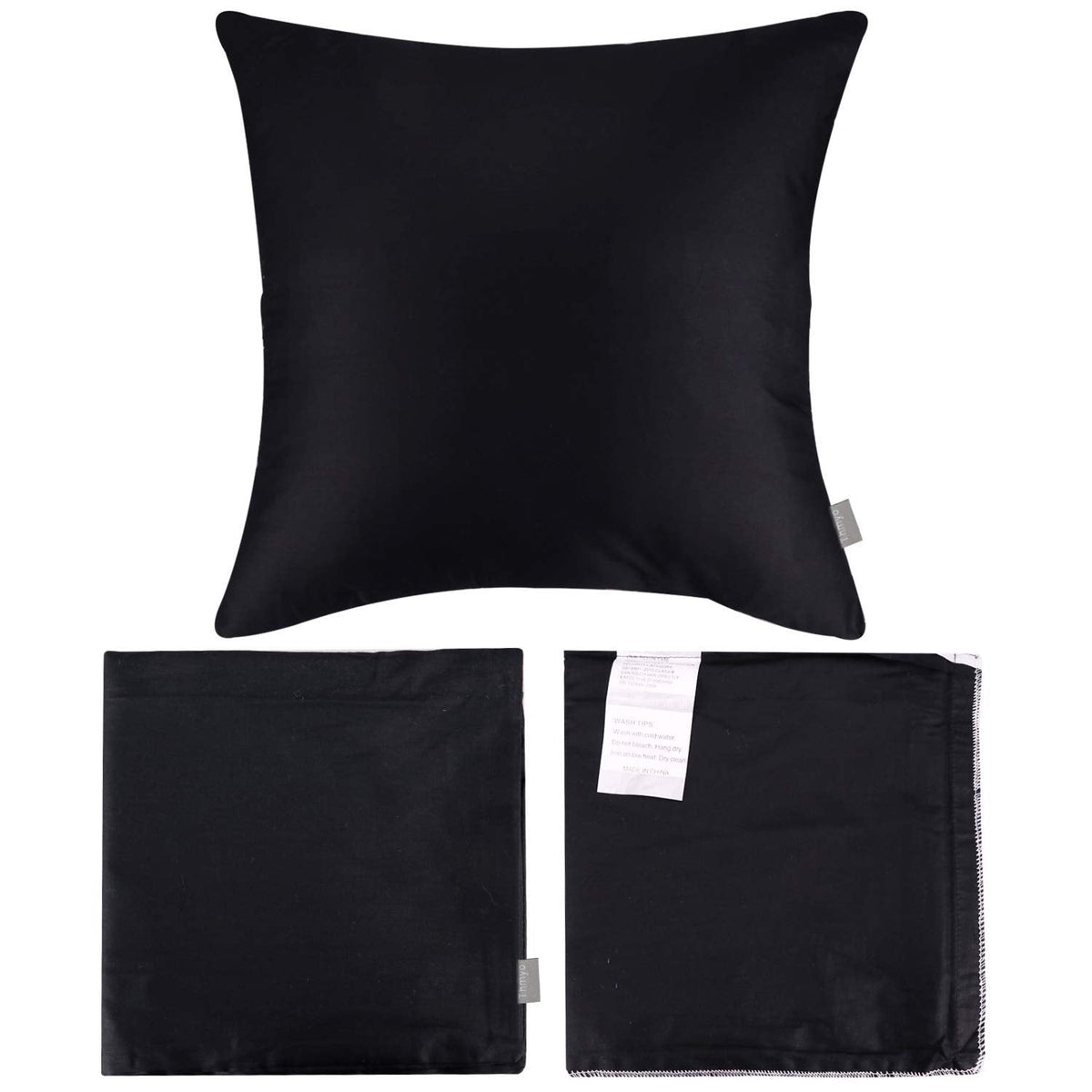 Thmyo 4-Pack 100% Cotton Comfortable Solid Decorative Throw Pillow Case Square Cushion Cover Pillowcase Sublimation Blank Pillow Covers Halloween DIY Throw Pillowcase for Sofa(18x18inch/45x45cm,Black)