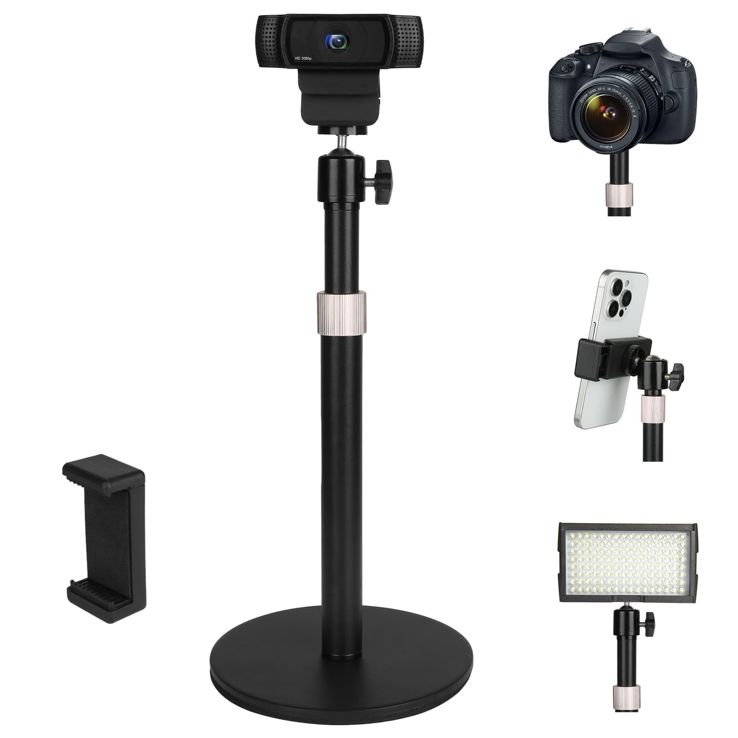 Mippko Webcam Camera Stand Phone Holder For Desk,1/4-20 Threaded Compatible With Logitech Webcam C920 / C920S / C920X / C922 / C
