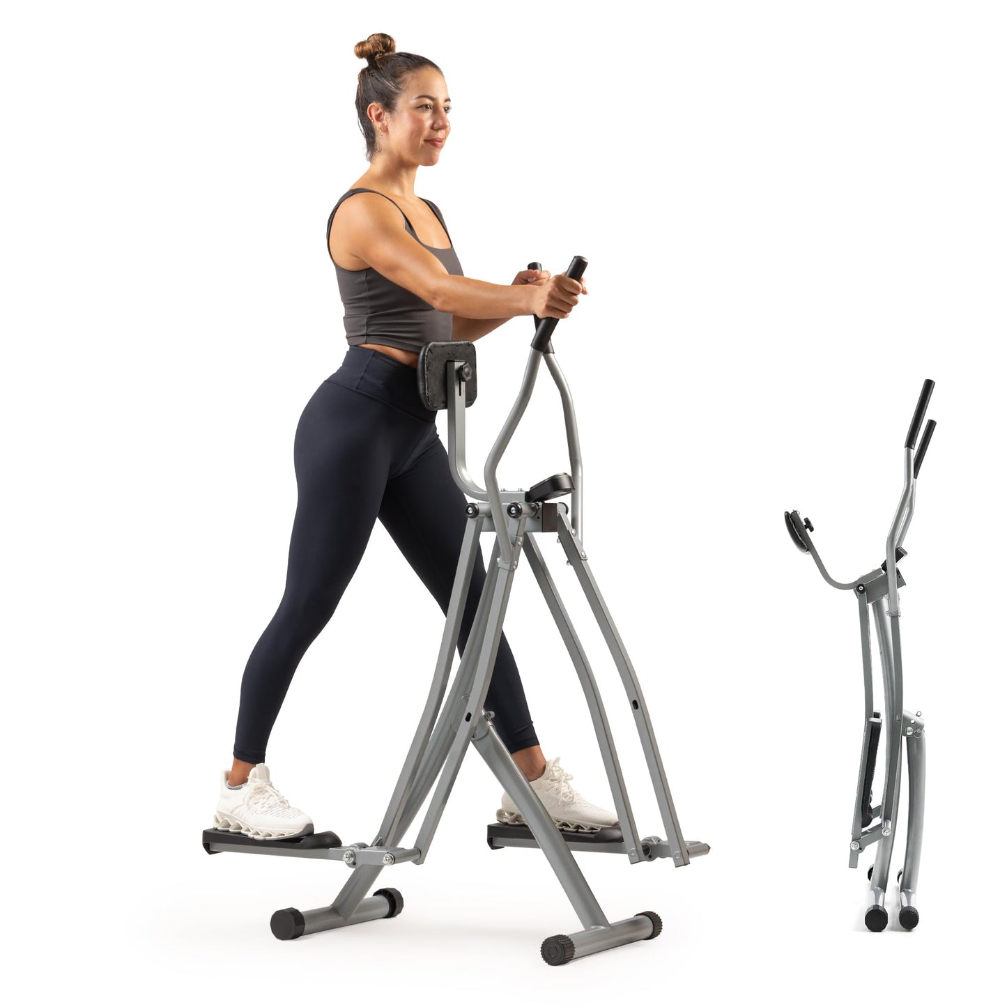 Sunny Health & Fitness Smart Air Walker Elliptical, Low-Impact 30-Inch Stride Home Glider Machine, Senior Cross Trainer for Indoor Cardio Exercise, Free SunnyFit App Bluetooth Connection- SF-E902SMART