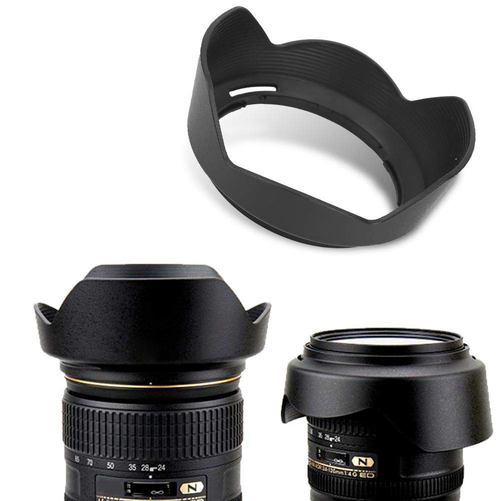 Bindpo Hb-53 Lens Hood, Camera Lens Sunshade Rainproof Cover Replacement For Af-S 24-120Mm F/4G Ed Vr