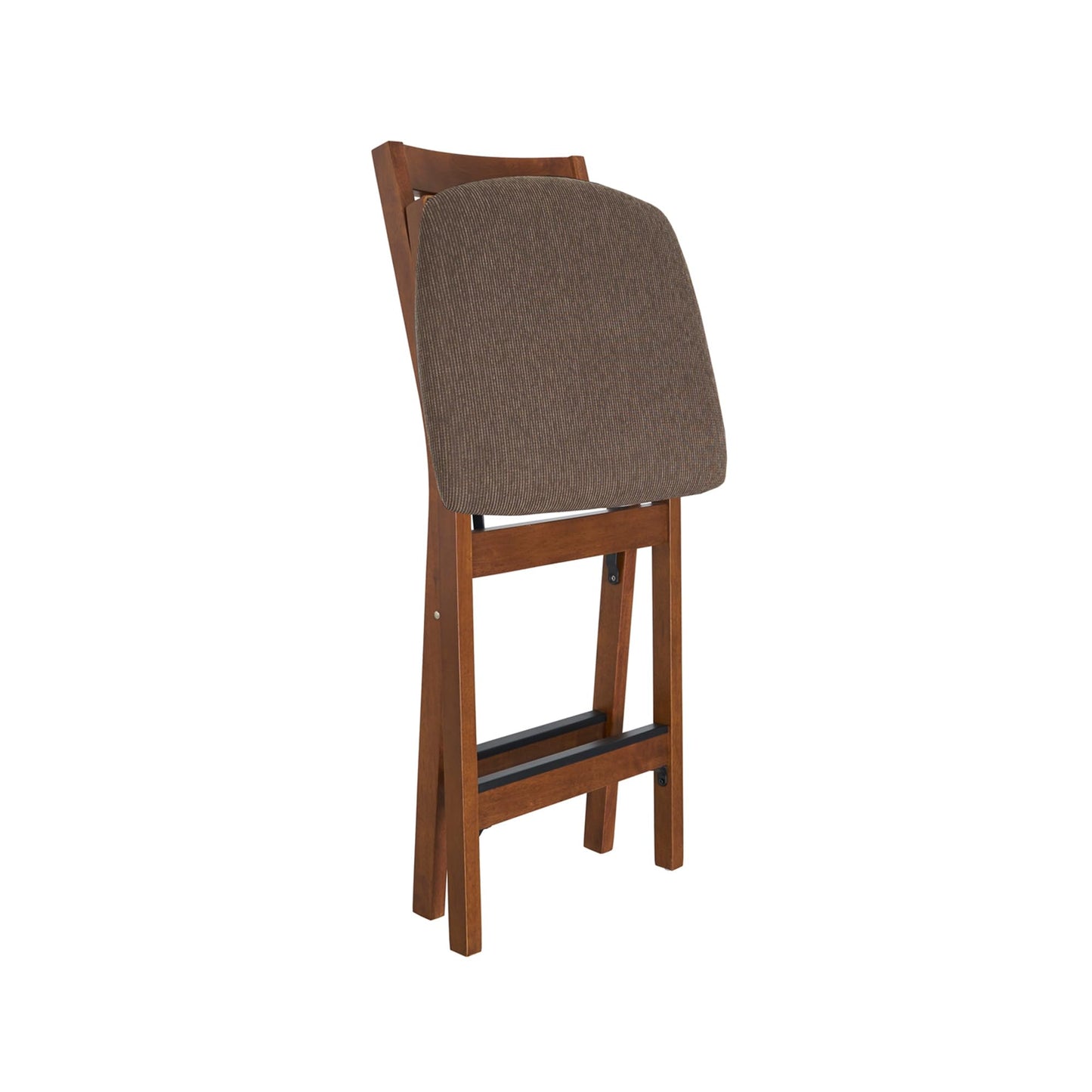 MECO Stakmore Premium Solid Wood Dining Table Counter Stools Set with Fabric Padded Upholstered Seat and Steel Folding Mechanism, Espresso