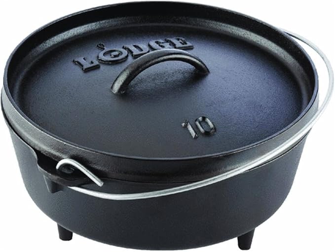 Lodge 4 Quart Pre-Seasoned Cast Iron Camp Dutch Oven with Lid - Dual Handles - Use in the Oven, on the Stove, on the Grill...