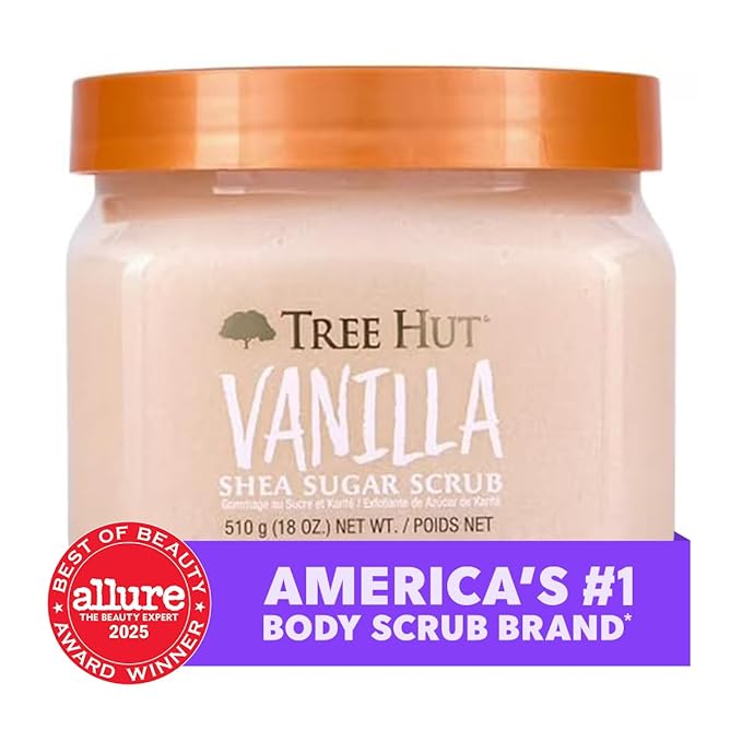 Tree Hut Vanilla Shea Sugar Exfoliating & Hydrating Body Scrub, 18 oz