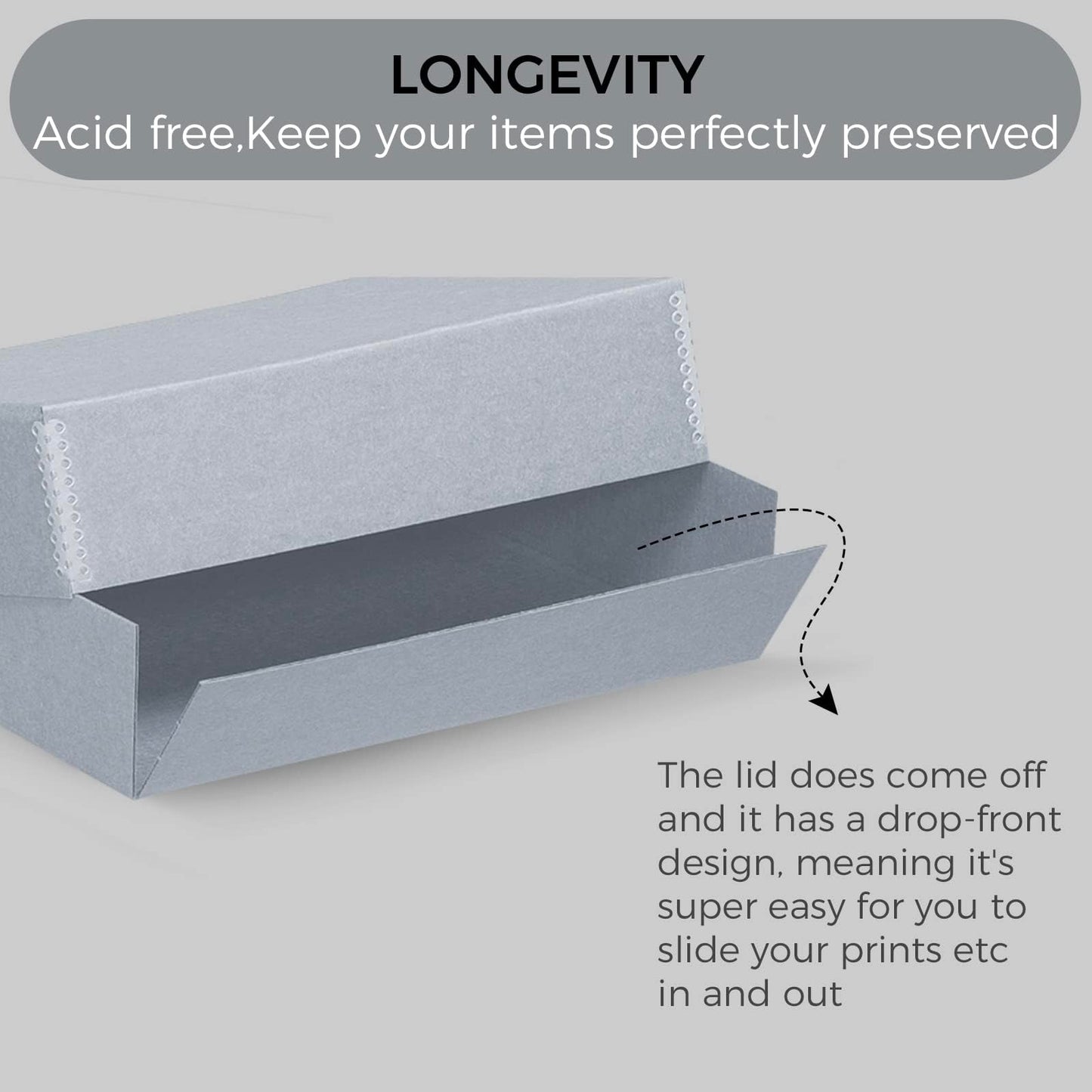 Lineco, Archival Storage Box, Museum Preservation Organizer With Drop Front Design, Acid-Free With Metal Edge, Preserves Picture