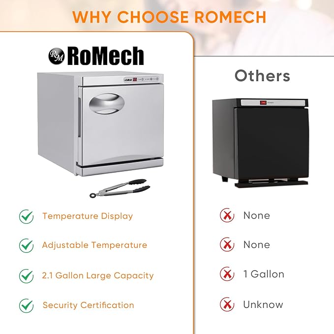 ROMECH 8L Hot Towel Warmer Cabinet, Professional Towel Heater with LED Temperature Display Setting, Towel Warmers for Spa Massage Salon Home (Silver, 8L)