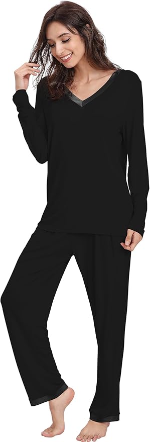 GYS Viscose from Bamboo Women's Pajama Sets Super Soft Long Sleeve Sleepwear Comfy Winter Pjs Sets S-4X