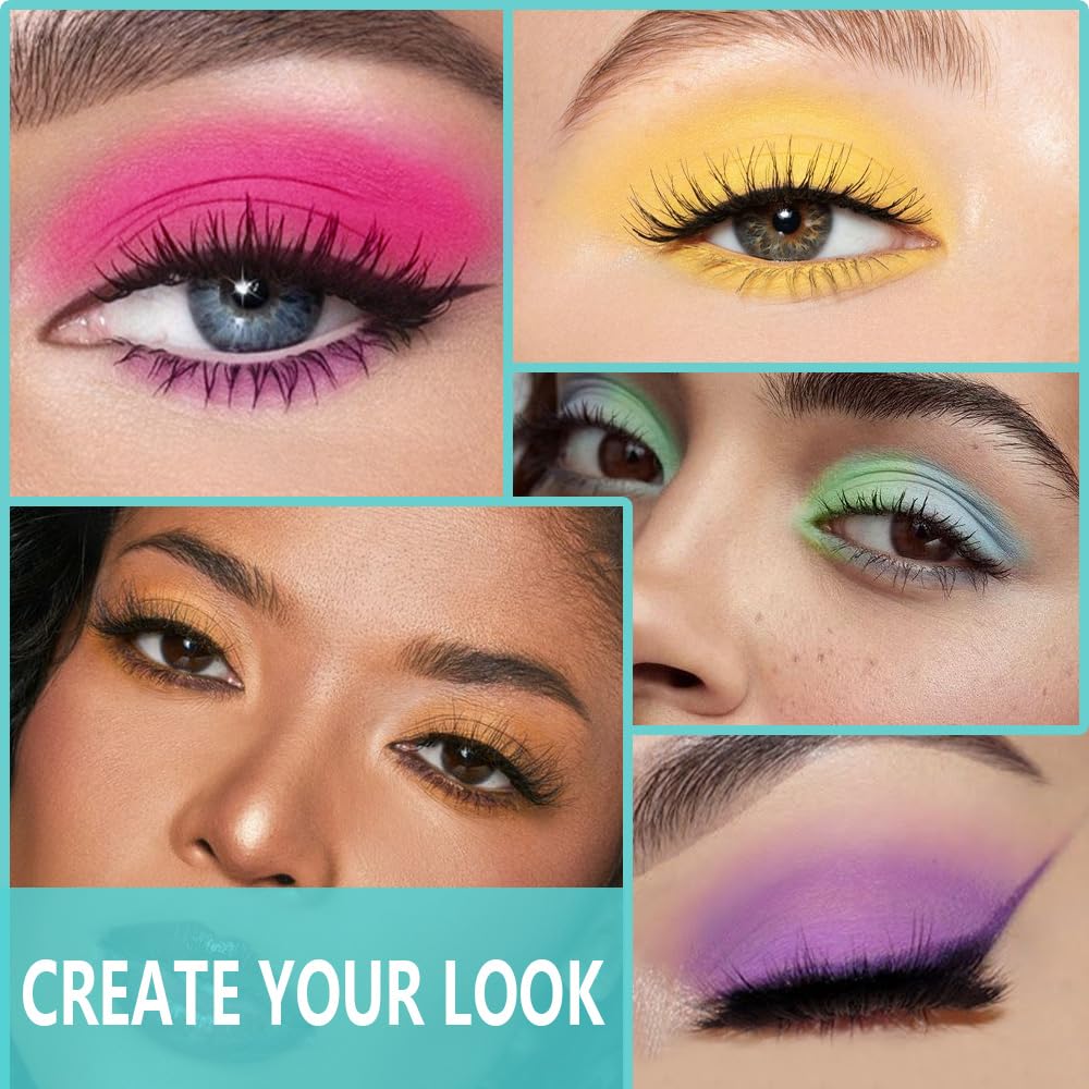Eye Shadow Makeup Palette,15 Colors Bright Colorful Neon Rainbow Green Purple Yellow Highly Pigmented Neutral Eyeshadow Palette,