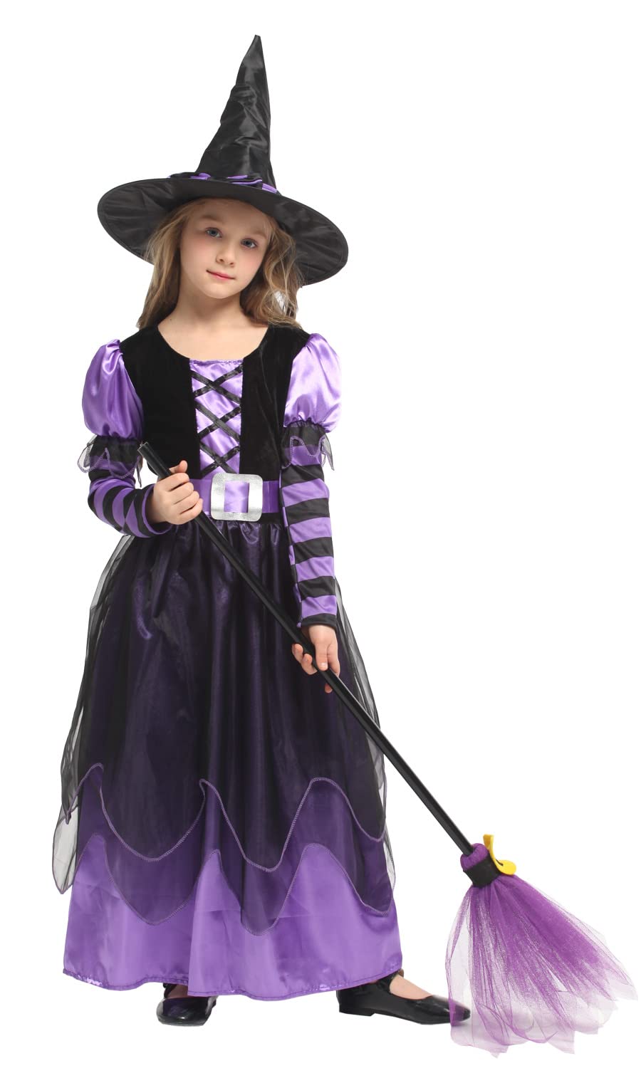 Narecte Halloween Witch Costume for Girls - Purple, Size S