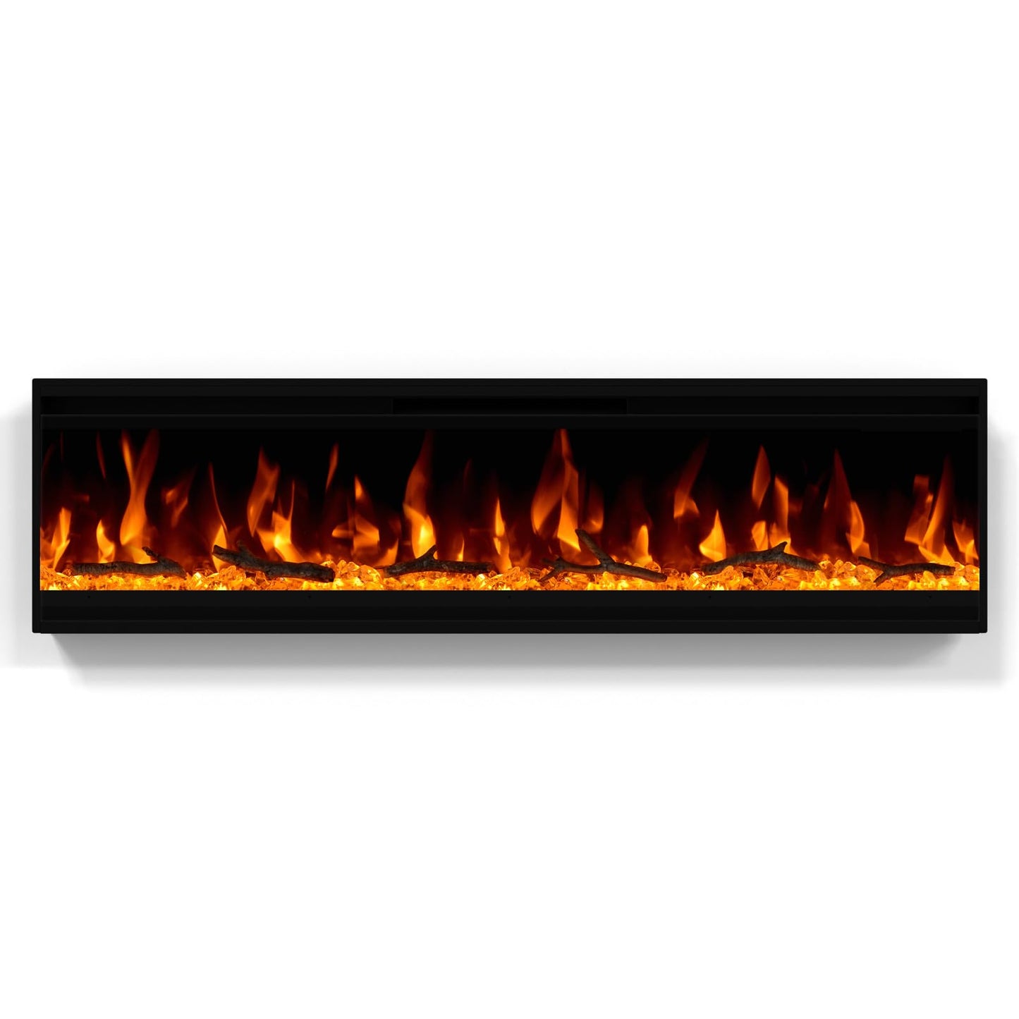 40 inch Electric Fireplace, 4.3" Ultra-Thin Electric Fireplace Inserts, Ultra-Narrow Frame, Wall Mounted and Recessed Fireplace, Log & Crystal, Touch Screen & Remote Control, 1500W