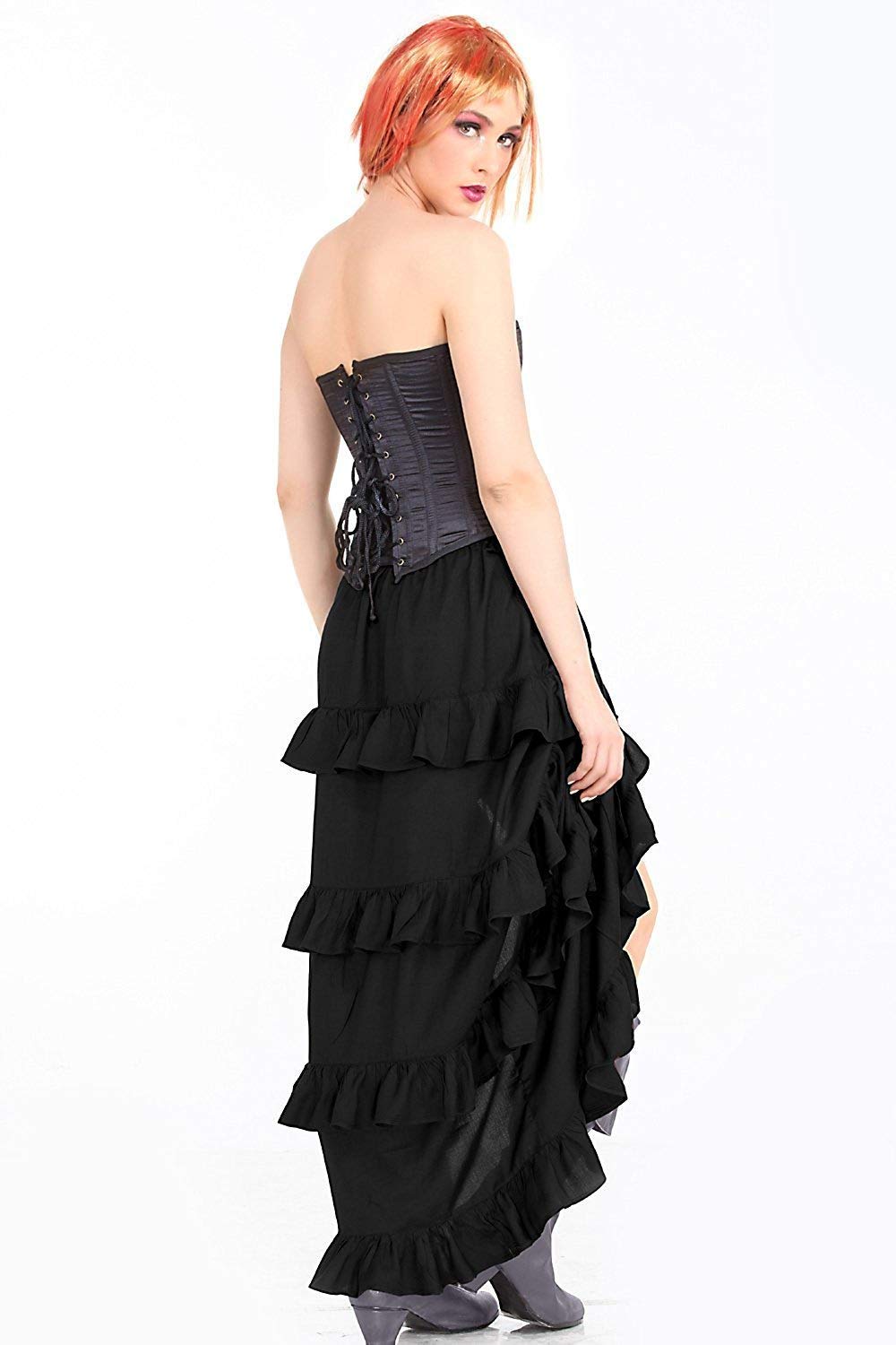 ThePirateDressing Steampunk Victorian Cosplay Costume Womens Gothic High - Low Show Girl Skirt -C1367-Black-S