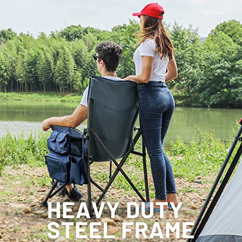 TIMBER RIDGE Oversized Folding Camping Chair High Back Heavy Duty for Adults Support up to 500lbs with Cup Holder, Side Po...