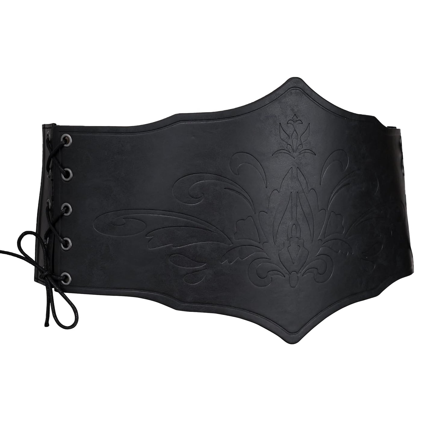 HiiFeuer Medieval Women Faux Leather Corset Belt, Renaissance Underbust Corset Adjustable Wide Waist Cincher for Ren Faire (Black B)