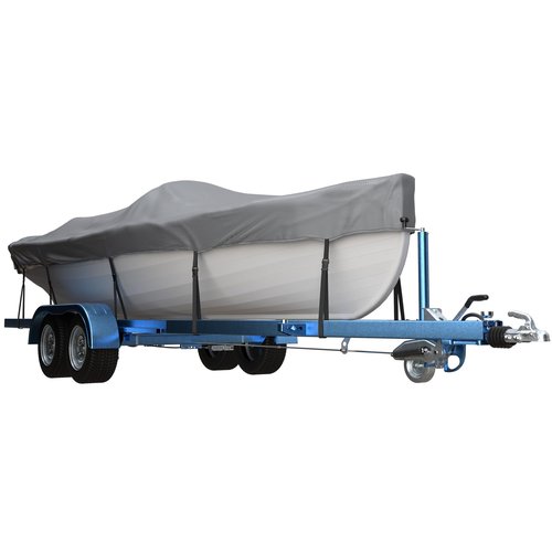 TeamObsidian Heavy Duty Waterproof Boat Cover - Universal Fit for 16' - 18.5' V-Hull Tri Hull Jon Fishing Bass Trailerable Boats