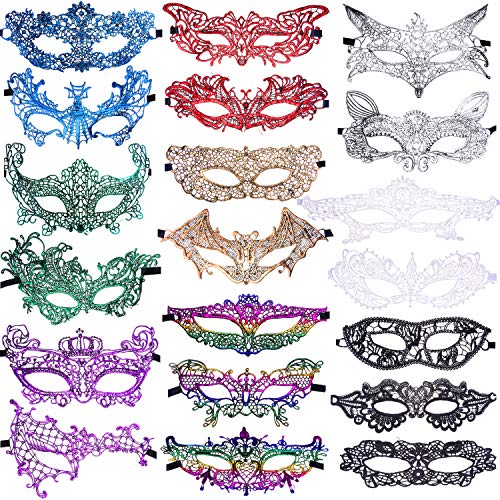 SIQUK 20 Pieces Lace Masquerade Mask Women Venetian Masks