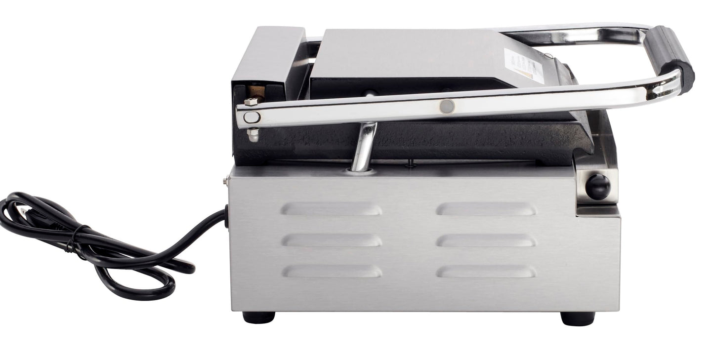 Kratos Commercial Electric Panini Sandwich Grill with Smooth Plates, 9" x 9" Cooking Surface, Commercial Countertop Panini Press, 120V, 1750W (29Y-018)