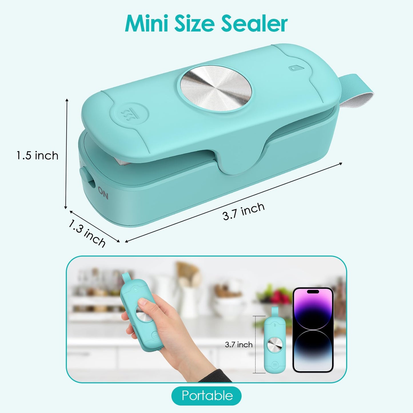 OEOP Bag Sealer, 2 in 1 Mini Bag Sealer Heat Seal and Cutter, Portable Chip Bag Sealer Heat Sealer Bag Resealer for Snacks Candies Plastic Bag Food Storage (Batteries Included)