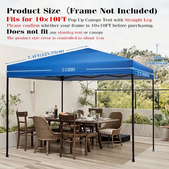 10×10 Canopy Replacement Top, Pop Up Canopy Replacement Tent Cover for Straight Leg Frame, Waterproof Canopy Top Cover for...