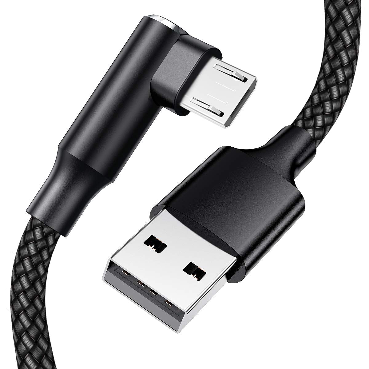 EWUONU Micro USB 90 Degree Cable [2 Pack 10FT] for Fire 7 HD8, Samsung Tablets, Galaxy S7 S6 Edge J8 J7, Xbox One, PS4 Controlle