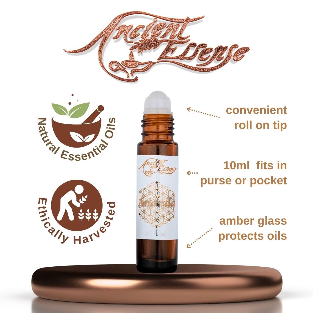 Ancient Essence Ananda Roll On Essential Oil Blissful Blend of Amber & Frankincense Creates Light & Mild Aroma Soothing Aromathe