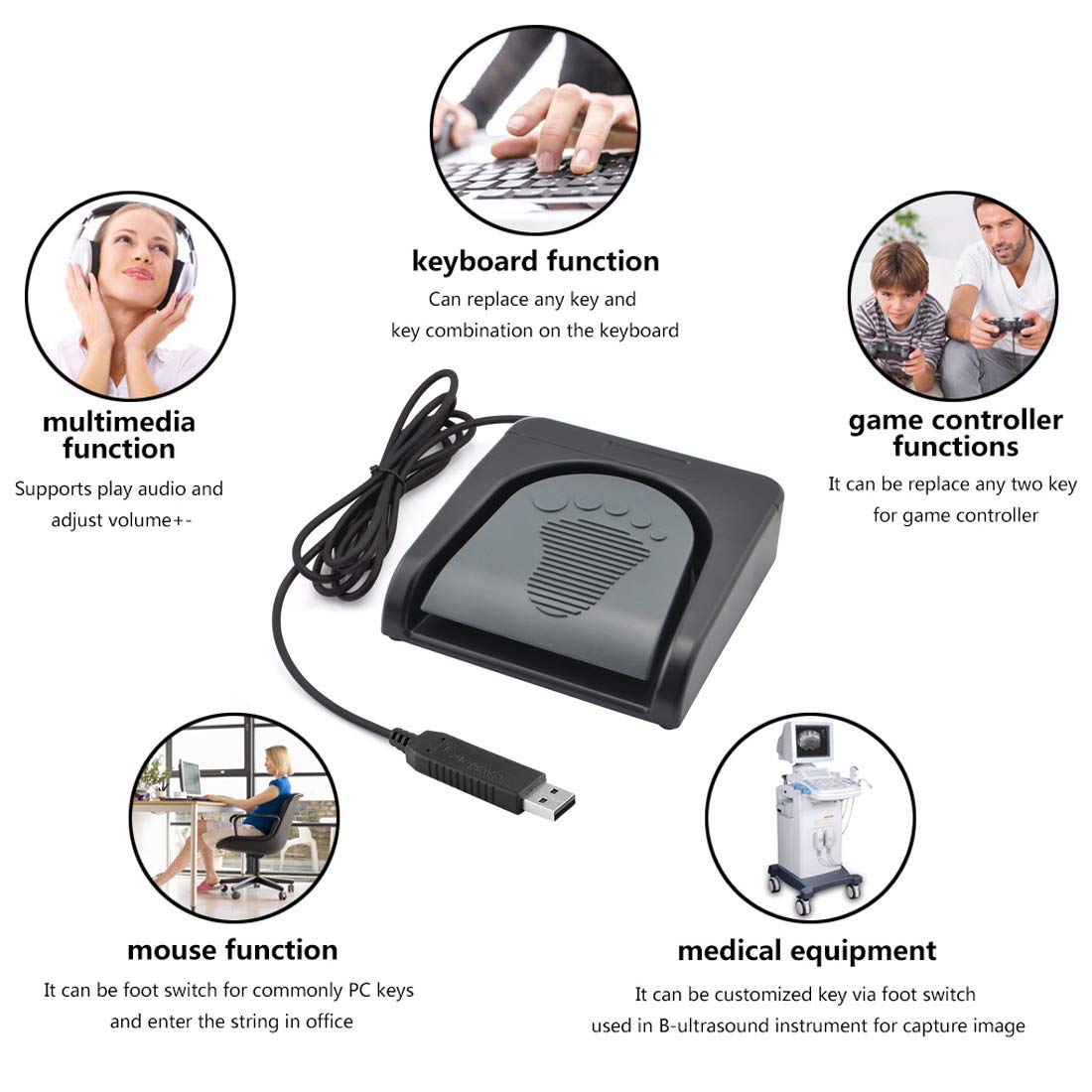Ikkegol Upgraded Usb Single Foot Pedal Switch Control One Key Footswitch Program Customized Computer Keyboard Mouse Game Action