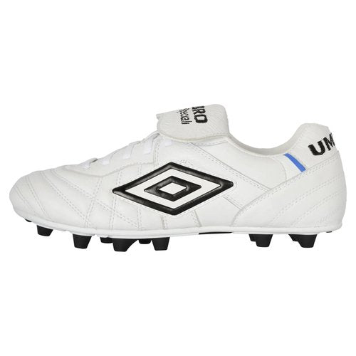 Umbro Men's Speciali Pro 24 GL FG Soccer Cleat, White/Black/Blue, 8.5